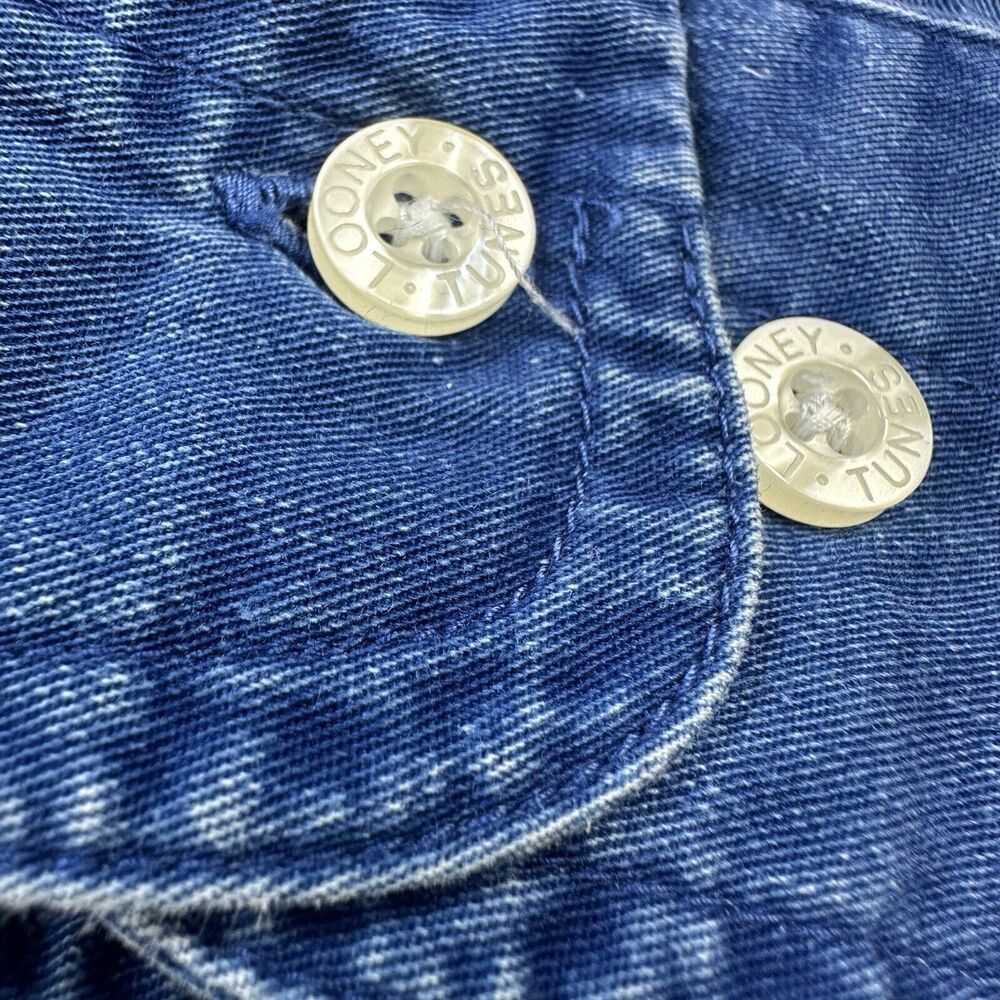 Vintage 90s Looney Tunes Shirt Men XS Blue Chambray Tweety Warner Bros Studio - Picture 5 of 14